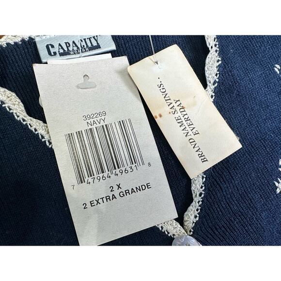 Vintage NWT Capacity Woman Short Sleeve Embroidered Cardigan Sweater Cottagecore - Picture 7 of 10